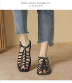 Sandals women's 2022 summer new sandals soft bottom braided all-match one-word buckle flat Roman shoes lady 998-3
