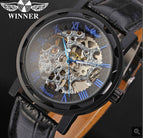 Winner Men's Fashion Roman Numerals Hollow Retro Belt manual mechanical men causal Watch SLZ37