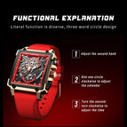 LIGE New Men's Watch Square Multifunction Chronograph Waterproof Watch LG8935