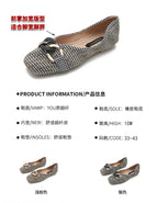 Women's square shoes spring 2022 New women's metal buckles fashion student's office lady shoes 555-4