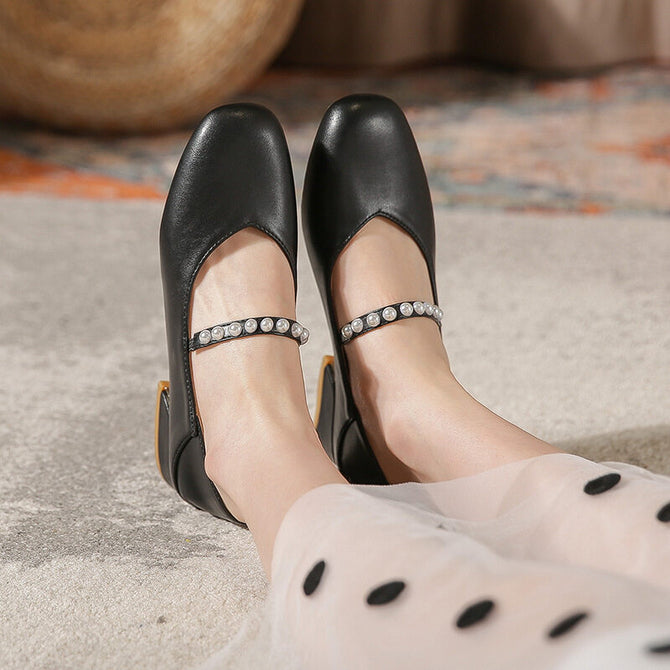 Mary Jane women's shoes college style thick heel women's shoes 2022 new Japanese square toe French single shoes women 189-22