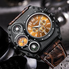 Oulm large dial men's watch athleisure leather compass fashion trendy quartz watch HP1349IPG