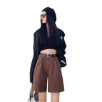 JEANS white denim women's 2022 summer Korean version of the new high-waisted thin loose wide-leg denim shorts