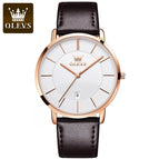 OLEVS Watch men simple thin calendar waterproof quartz men sports causal watch 5869 leather