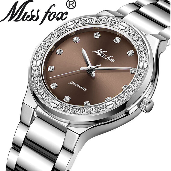 Missfox New Women's Watch Quartz Watch Gold High-end Diamond Ladies Watch 2742