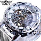 Winner Watch Men's Fashion Casual Classic Popular Rhinestone Hollow Mesh Belt Manual Mechanical men Watch SLZg91