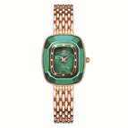 Quartz Watch Ladies Small Green Watch Square Malachite Design Vintage Elegant Waterproof Watch S039