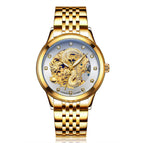 LAOGESHI dragon and phoenix steel strap couple watch mechanical hollow luminous waterproof watch automatic mechanical watch