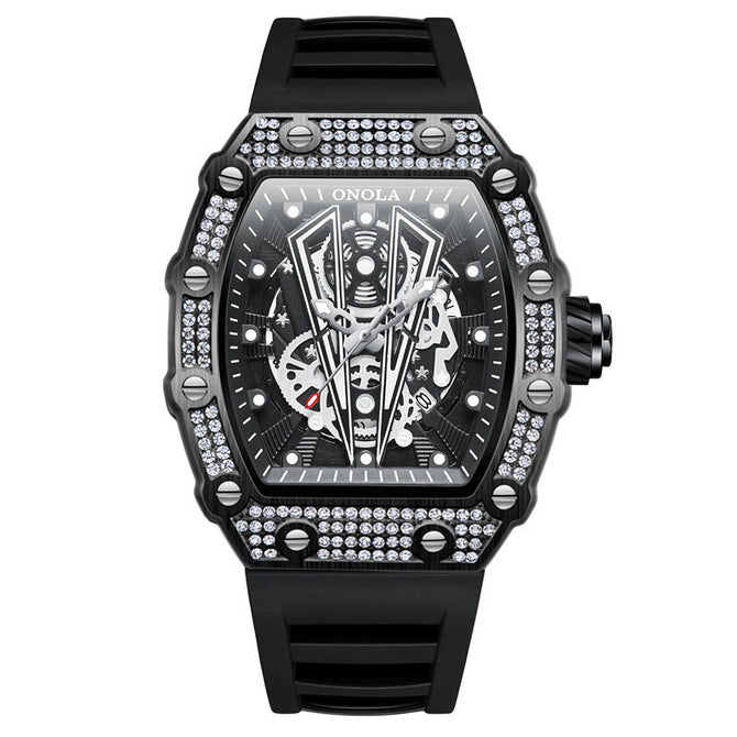 ONOLA ON3826 Watch for men Diamond New Top-Selling Fashion Waterproof Quartz Men's Watch Silicone Sports Men's Watch D