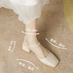 Sandals women's summer 2022 new square toe gentle all-match thick heel sandals women's small fragrance sandals women 17834-3