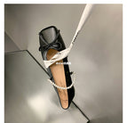 Women shoes Sheii Square Toe Bow Pearl Rhinestone Chain Mary Jane Shoes office lady casual shoes N1-105