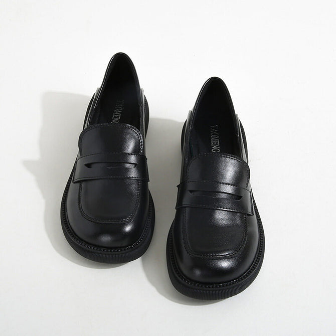 2022 new thick-soled small leather shoes spring and autumn thick with British style loafer shoes women X3
