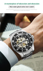 PINTIME Watch Green Automatic Mechanical Watch Luminous Waterproof Men's Watch Simple Clock 6945