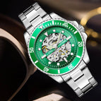 PINTIME Watch Green Automatic Mechanical Watch Luminous Waterproof Men's Watch Simple Clock 6945