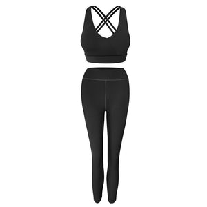 2021 new high waist Yoga Pants sports bra two-piece Yoga suit sports running fitness suit 9103-6149
