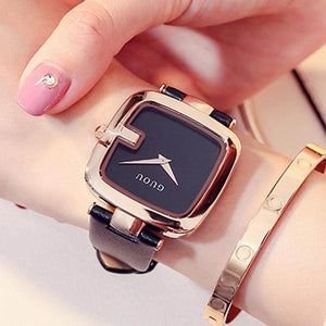 GUOU Women's Watches Square Fashion zegarek damski Luxury Ladies Bracelet Watches Leather Strap Clock