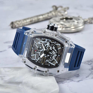 Men's watch Richard Hollow Watch Quartz Three-Pin Calendar Fashion Waterproof Spot Men's Watch 8087 SILICON A