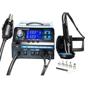 YIHUA 992DA+ 4 in 1 LCD Digital Hot Air Heater Soldering Station + Smoking Electric Soldering Iron BGA Rework Station