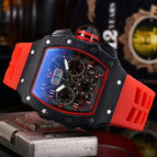 Men's Watch European and American Carbon Fiber Texture Fashion Quartz Watch Barrel-Shaped Quartz Sports Watch 1035