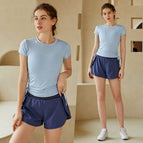 lulu yoga clothes top women's spring and summer drawstring thin sports professional running fitness clothes shorts suit 226+809