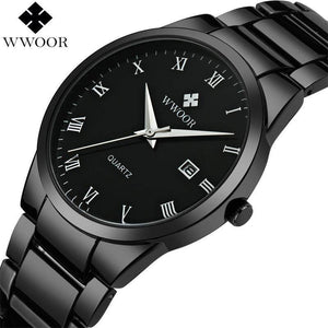 WWOOR 8830 Top Brand Luxury Men Stainless Steel Waterproof Sports Watches Men's Quartz Analog Date Clock Bussiness Watch