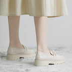 2022 new Korean version of all-match pearl small leather shoes women's slip-on loafers women's round toe thick sole shoes women 811-2
