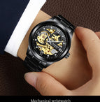 Fngeen Mechanical Watch Men's Black King Kong Men's Watch Waterproof Korean Business Gift Tourbillon Hollow Watch 6018