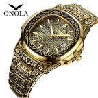 ONOLA ON3808 Fashion Men's Watch Waterproof Sports Steel strap men Watch retro creative watch