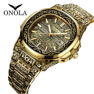 ONOLA ON3808 Fashion Men's Watch Waterproof Sports Steel strap men Watch retro creative watch