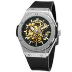 Forsining European American Style Men's Fashion Casual Silver Hollow Skeleton Automatic Mechanical men Watch SLZe11
