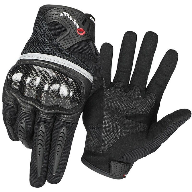 Motorcycle Gloves Men Women Full Finger Breathable Touch Screen with Carbon Fiber Fist Protector and Hard Knuckle Gear MCS-56