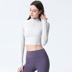 2021 yoga Top zipper stand-up collar tight fitness clothes slimming sports jacket running yoga clothes women long sleeves T-shirt 8248
