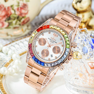 GEDI summer new women's watch fashion three-eye diamond-encrusted calendar watch casual waterproof quartz watch 51029