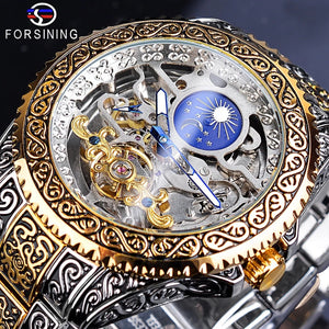 2023 New Arival watches Forsing Style Men's Fashion Hollow out Vintage Carved Automatic Mechanical Watch