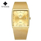 WWOOR Popular Square Men's Mesh Strap Watch Luminous Calendar Waterproof Watch 8831