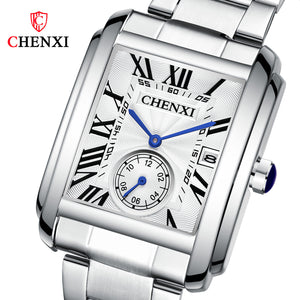 CHENXI Men's watch New Square Steel Band Watch fashion casual waterproof calendar quartz men's casual watch CX-8216