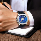 CHENXI new leather high-end square mechanical watch men's waterproof luminous automatic hollow mechanical watch CX-8813