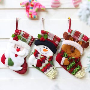 3PCS Christmas socks gift bag christmas christmas fabric crafts christmas small socks christmas socks decoration 201929