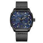 New megir men's watch innovative square sports watch waterproof luminous leather men's watch 2201
