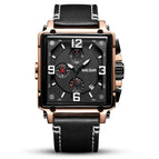 Megir watch men's retro fashion square multi-functional calendar Leather Men's quartz men's casual watch 2061