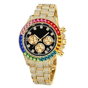 Pintime Crystals Watch Full Diamond Rhinestone men and women Calendar Three-Eye Multi-Function Watch Diamond PT2742