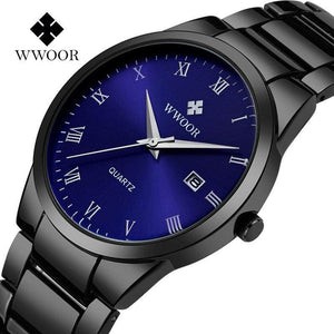 WWOOR men's watch steel band quartz watch business waterproof classical simple quartz watch