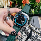 TICTOC Korean version of the trendy fashion ladies watch female ins large dial square leather strap calendar female watch 0556