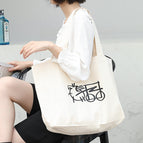 Korean version casual canvas handbags simple literary and art handbags online celebrity fashion printed shoulder bags SRA775