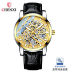 CHENXI2021 New Hollow Automatic Mechanical Watch Men's Waterproof Leather Strap Luminous business men casual Watch CX-8812