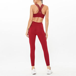 women's sports yoga suit running dancing fitness breathable sports clothes set Y26B6750+Y26K6838