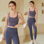 Lulu yoga suit women's sports fitness running dancing suit beauty back bra high waist running pants sports set 706+806