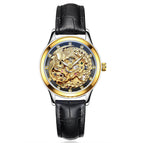 LAOGESHI dragon and phoenix couple watch mechanical hollow luminous leather watch automatic mechanical watch 3688