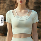 Sports yoga vest Simple Natural Quick-Drying Running Fitness Skin-Friendly Yoga top short T-shirt Women DST484