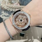 TICTOC Korean version full of diamonds and diamonds ladies watch women's temperament rotating dial women's watch hollow transparent fashion 77023